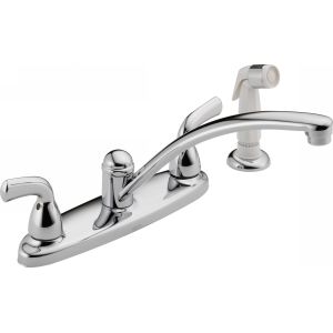 Delta Faucet B2410LF W Foundations Two Handle Kitchen Faucet With Spray