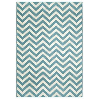 Indoor/outdoor Blue Chevron Rug (18 X 37)