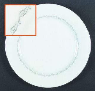 Noritake Donna Dinner Plate, Fine China Dinnerware   Inner Band Of Gray Scrolls