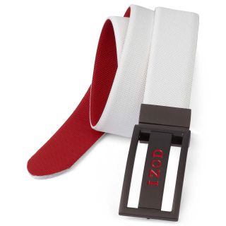 Izod Golf Reversible Plaque Belt, Red/White, Mens