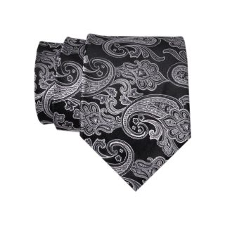 Stafford Crown Paisley Silk Tie, Black, Mens