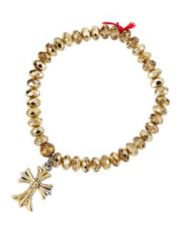 Golden Beaded Cross Charm Bracelet