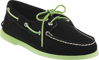 Mens Sperry Top Sider A/O Suede 2 Eye Ice Sole   Black/Green Suede Sailing Shoe