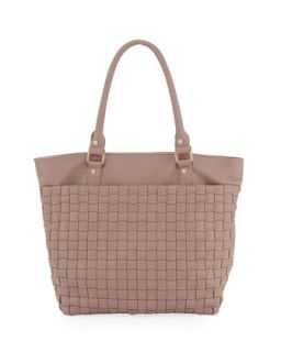 Faux Leather Woven Tote, Blush