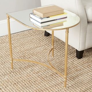 Safavieh Treasures Nevin Gold/ Mirror Top Accent Table (Gold and mirror topMaterials Iron and mirrorDimensions 20 inches high x 19.9 inches wide x 17.9 inches deepThis product will ship to you in 1 box.Assembly Required )
