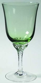 Sasaki Hawthorne Jade Water Goblet   Jade Green Bowl,Clear Twisted Stem