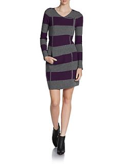 Striped Wool Sweater Dress   Plum Berry