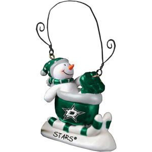 Dallas Stars Sledding Snowman Ornament