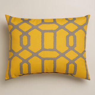 Yellow and Gray Gate Outdoor Lumbar Pillow   World Market
