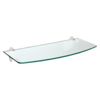 Wall Shelf Convex Clear Glass Shelf With Stainless Steel Ara Supports   31.5