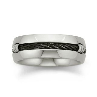 Mens 8mm Titanium Wedding Band, White