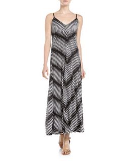 Striped Knit Maxi Dress, Black/White