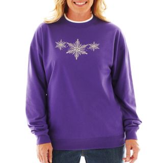 Fleece Graphic Sweatshirt, Purple, Womens