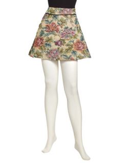 Floral Tapestry High Waist Miniskirt