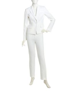 Two Piece Pique Knit Suit, Soft White