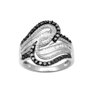 1 CT. T.W. White and Color Enhanced Black Diamond Fashion Ring, Womens