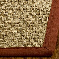 Handwoven Sisal Natural/red Seagrass Rug With Fringeless Borders (9 X 12)