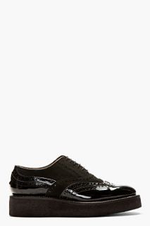 Foot The Coacher Black Patent_paneled Wingtip Creepers