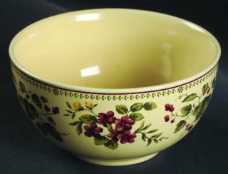Waverly Floral Manor Soup/Cereal Bowl, Fine China Dinnerware   Red Berries,Green
