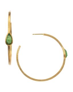 Green Agate Teardrop Hoop Earrings