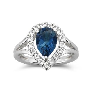 Pear Shaped London Blue Topaz & Lab Created Sapphire Ring, Womens
