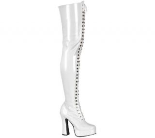 Womens Pleaser Electra 3023   White Stretch Patent Boots