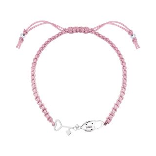 Bridge Jewelry Heart Key & Lock Pink Macramé Bracelet