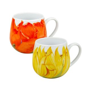 2 pc. Poppy and Sunflower Coffee Mugs