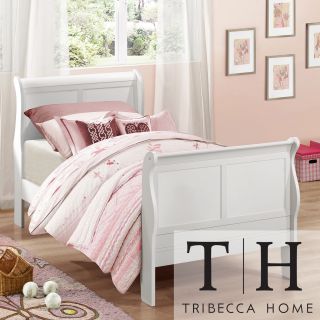 Tribecca Home Canterbury Louis Phillip White Twin size Sleigh Bed