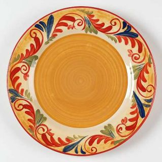 Francesca Dinner Plate, Fine China Dinnerware   Gladding, Red & Yellow Scrolls &