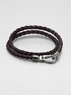 Tods Leather Double Wrap Bracelet   Dark Brown