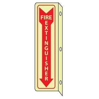Nmc Flange Signs   4X18   Fire Extinguisher (Glow In The Dark)