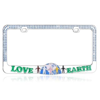 Basacc Go Green Love Earth With Crystals Metal License Plate Frame (Go Green LOVE EARTH with Blue CrystalsAll rights reserved. All trade names are registered trademarks of respective manufacturers listed.California PROPOSITION 65 WARNING This product may