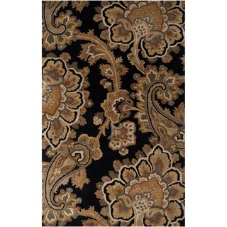 Hand tufted Mosquera Black Floral New Zealand Wool Rug (33 X 53)
