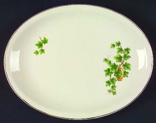 Paden City Ivy (Gold Trim On Edge) 14 Oval Serving Platter, Fine China Dinnerwa