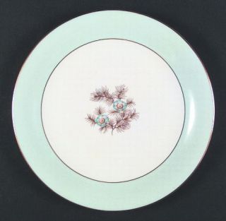 Halsey Radcliffe Dinner Plate, Fine China Dinnerware   Light Blue Band,Blue Flow