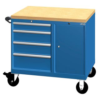 Lista Bench Truck   4 Drawers   Keyed Individually   Bright Blue   Bright Blue