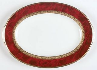 Noritake Hemingway 12 Oval Serving Platter, Fine China Dinnerware   Bone, Red M