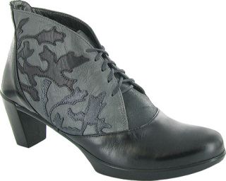 Womens Naot Baccio   Black Madras Leather/Shiny/Shadow Gray Nubuck Boots