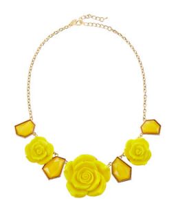 Rose and Geo Station Necklace, Yellow