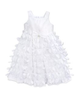 Mesh/Taffeta Petal Dress, White, 4 6X