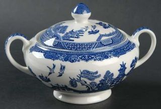 Johnson Brothers Willow Blue (Made In England/Earthenwr) Sugar Bowl & Lid, Fine