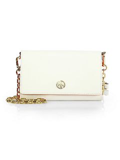 Tory Burch Robinson Bicolor Chain Wallet   New Ivory Peach