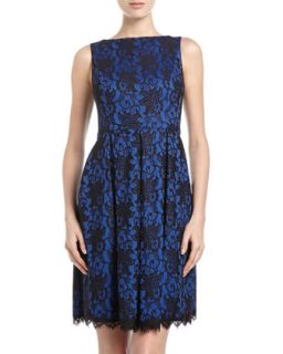 Sleeveless Lace Dress, Black/Blue