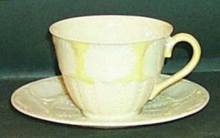 Belleek Pottery (Ireland) New Shell Yellow Flat Cup & Saucer Set, Fine China Din