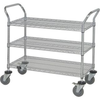 Quantum Wire Shelving Mobile Utility Cart   3 Shelves, 24 Inch W x 36 Inch L x
