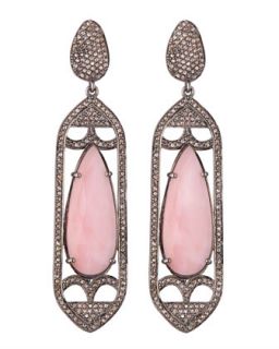 Diamond & Pink Opal Column Earrings