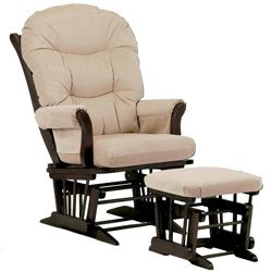 Dutailier Ultramotion Beige Microfiber Sleigh Glider Chair/ Ottoman