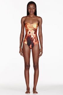 We Are Handsome Orange Mesh_paneled The Kindred One Piece Swimsuit