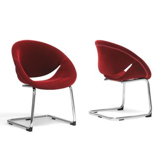 Baxton Studio Dufresne Red Velveteen Dining Chairs (set Of 2)